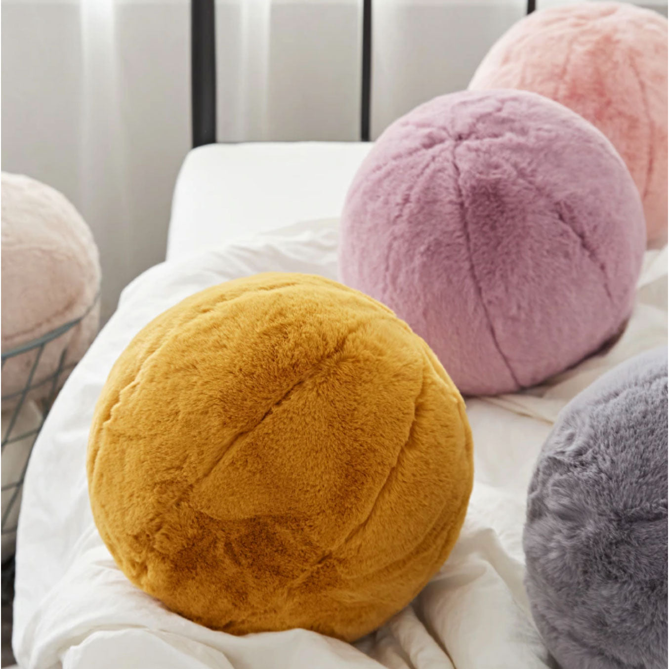 Short Fur Ball Pillow