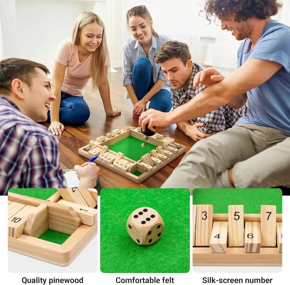 Shut the Box wooden game – Traditional dice game for children & adults