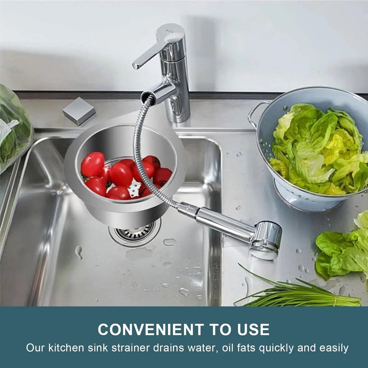 Strainer for sink in swan shape – Space-saving stainless steel drain filter
