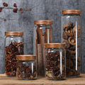 Stackable Acacia Glass Storage Containers Airtight for Kitchen Organization