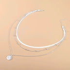 Elegant silver triple necklace for style & self-confidence