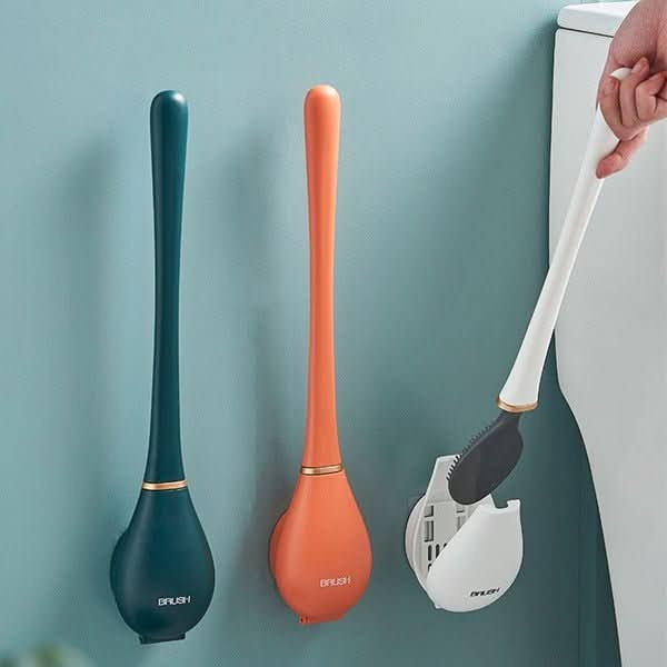 Hygienic Silicone Toilet Brush with Wall & Stand Holder