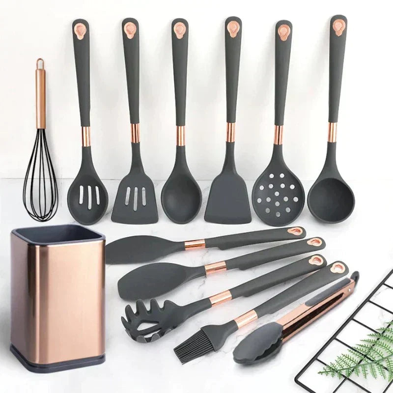 EliteCook - 12-piece gold-coated kitchen utensil set