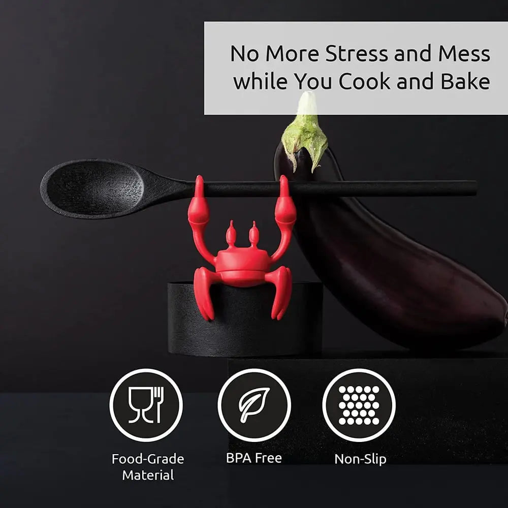 Silicone Kitchen Utensil – Cute Crab Holder with Steam Release Function!