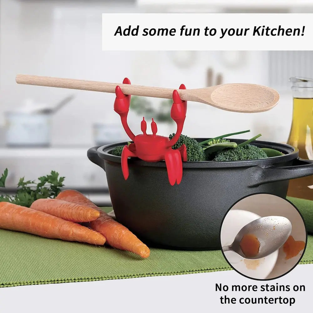 Silicone Kitchen Utensil – Cute Crab Holder with Steam Release Function!