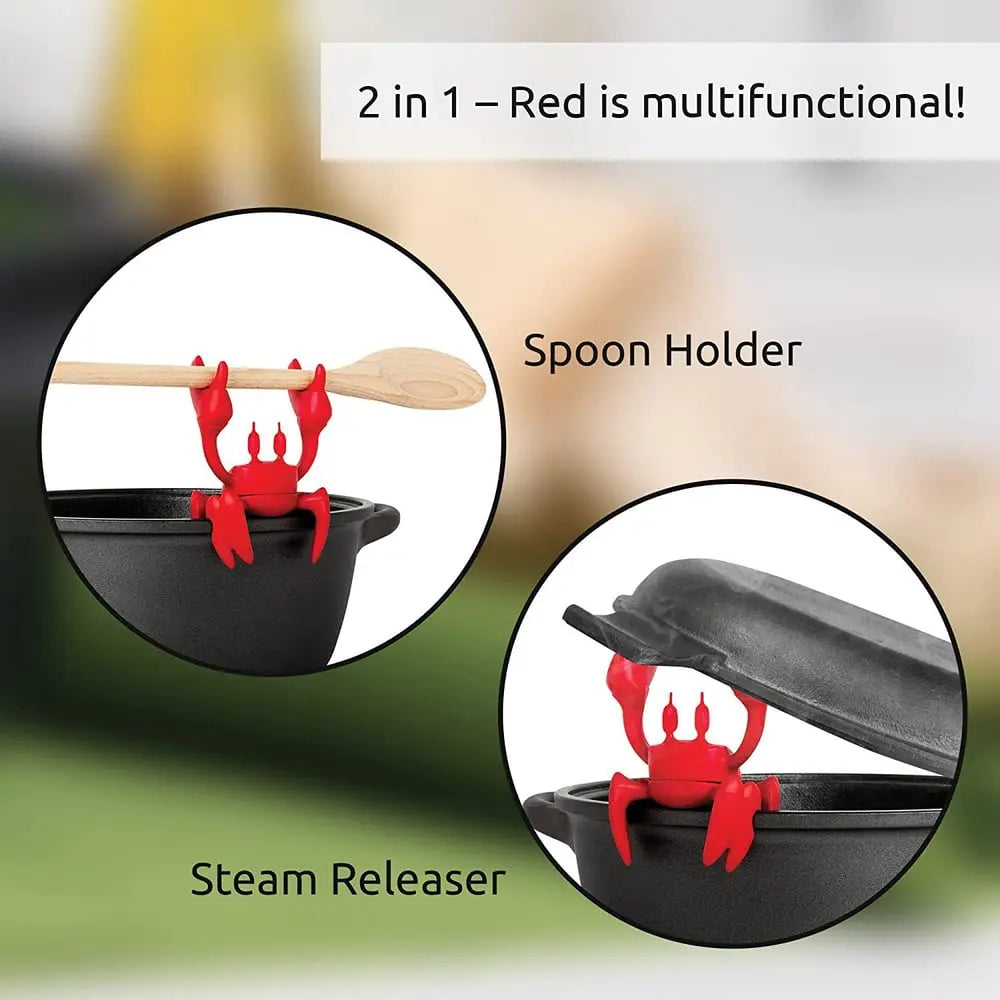 Silicone Kitchen Utensil – Cute Crab Holder with Steam Release Function!