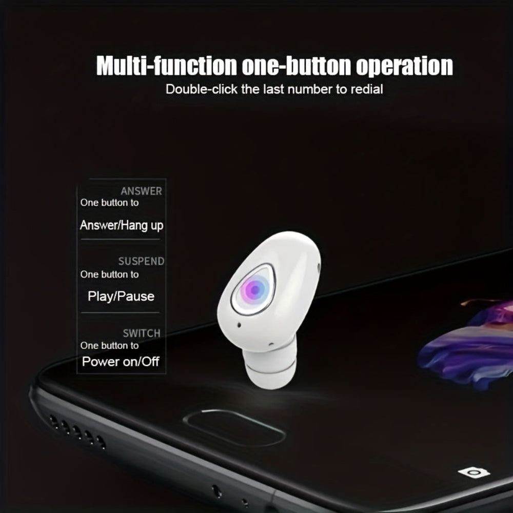 Bluetooth Earbud Wireless Mini Invisible Single Ear Headphone