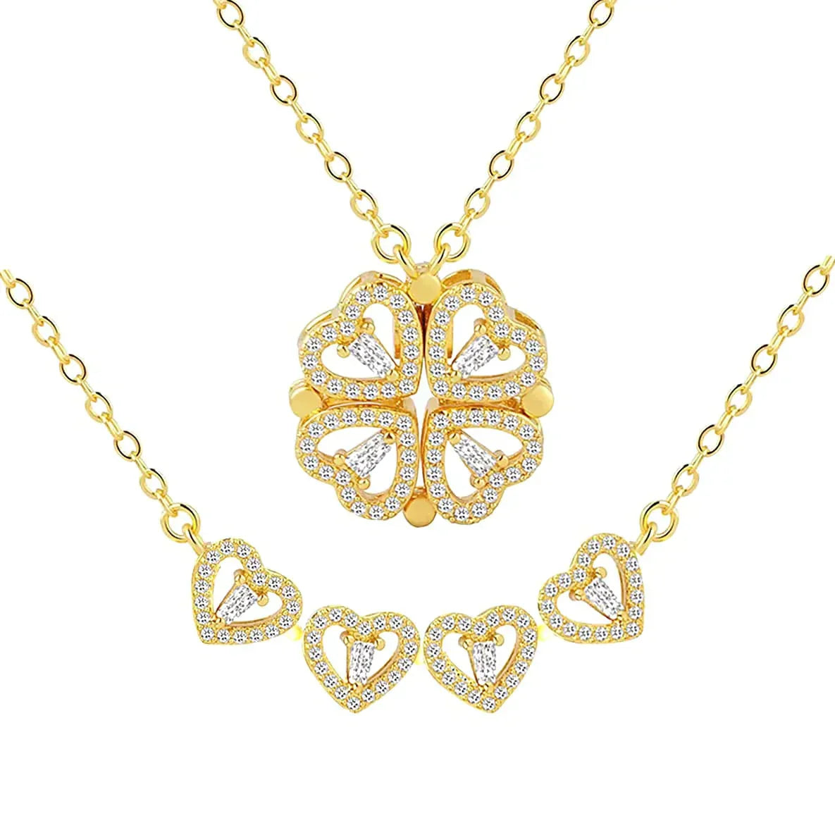 Magnetic Leaf & Heart Necklace