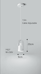 Scandinavian Metal Pendant Lamp with Wood-Look Finish and E27 LED Socket