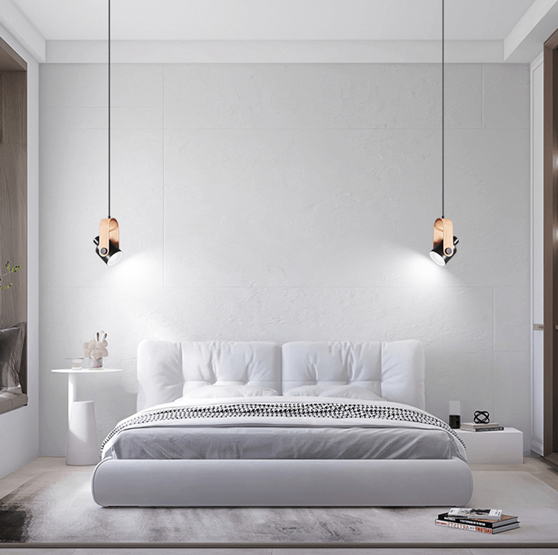 Scandinavian Metal Pendant Lamp with Wood-Look Finish and E27 LED Socket
