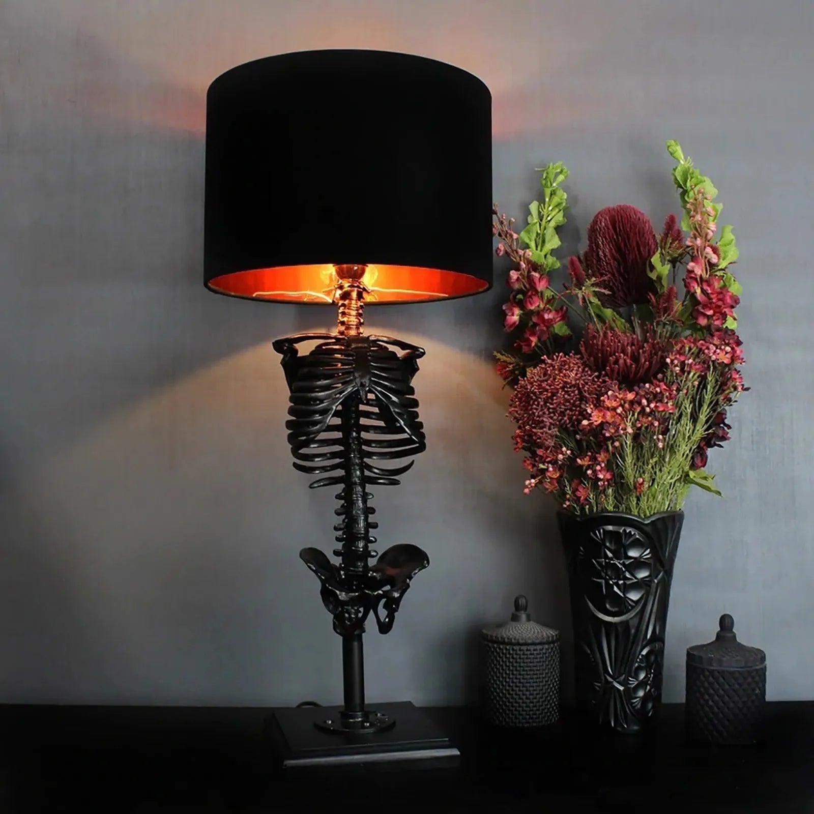 Handcrafted Gothic Skeleton Table Lamp