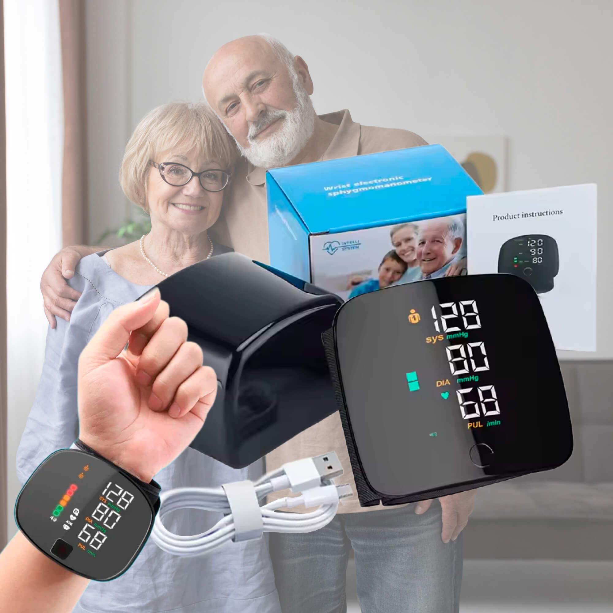 Smart Wrist Blood Pressure Monitor – Electronic Portable Sphygmomanometer with Voice Alerts