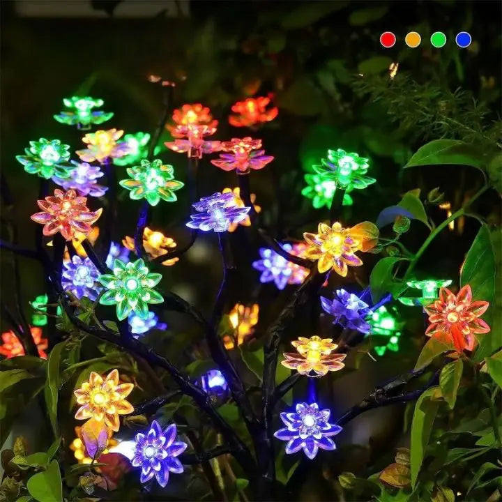 Solar Cherry Blossom Lights | Waterproof LED Decor for Outdoors