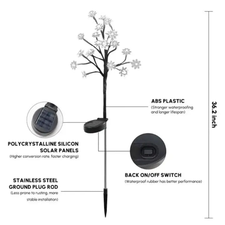 Solar Cherry Blossom Lights | Waterproof LED Decor for Outdoors