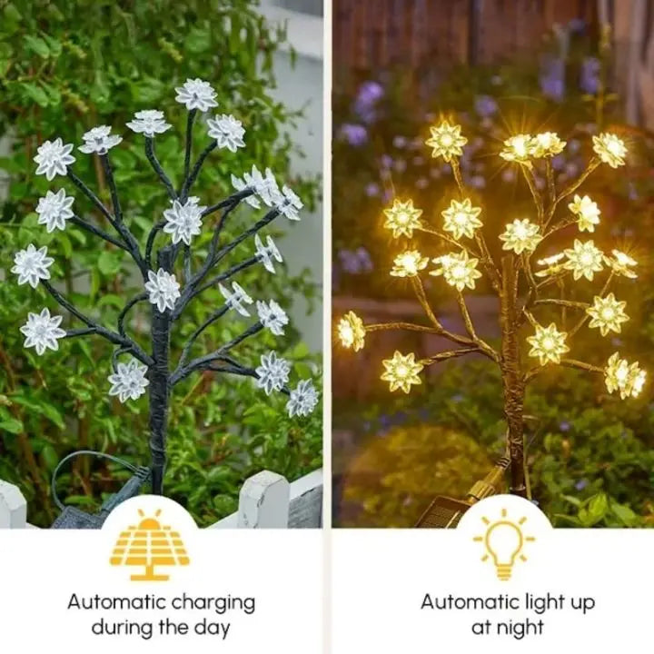 Solar Cherry Blossom Lights | Waterproof LED Decor for Outdoors