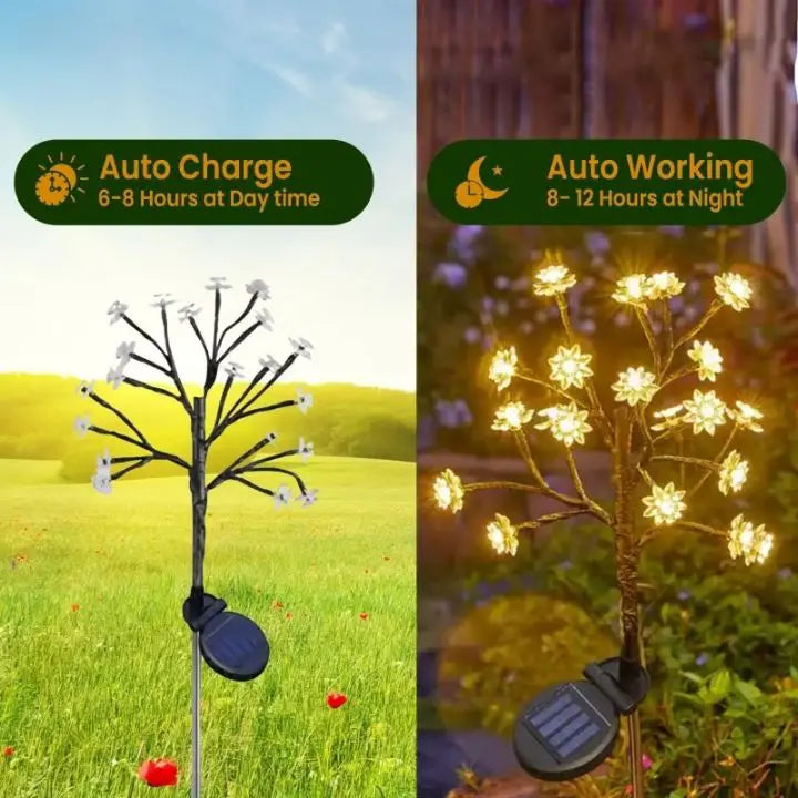 Solar Cherry Blossom Lights | Waterproof LED Decor for Outdoors