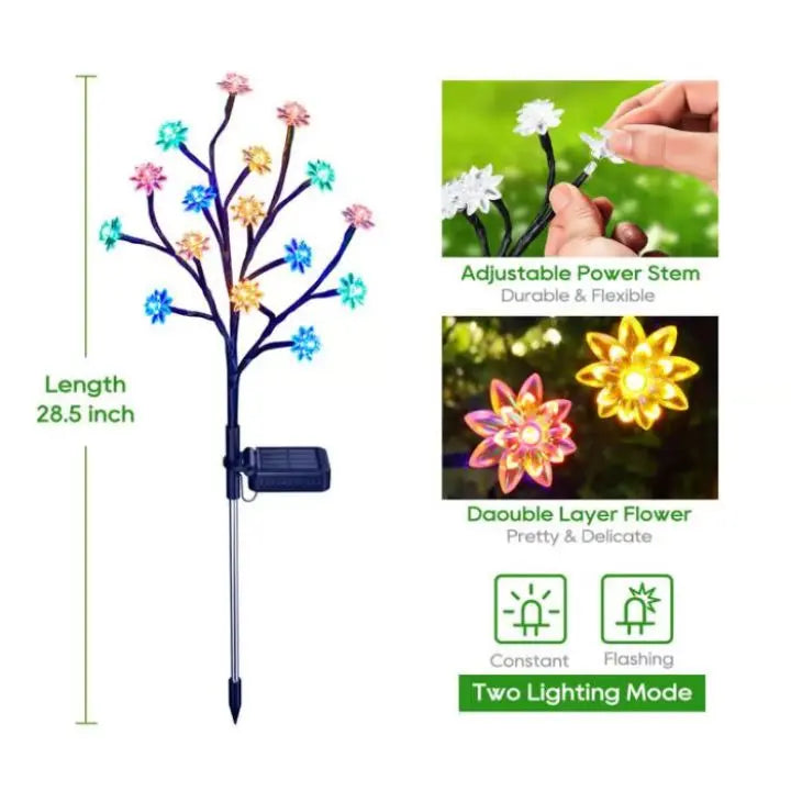 Solar Cherry Blossom Lights | Waterproof LED Decor for Outdoors