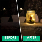 Glass Fairy Lamp - Solar Mason Jar Lantern, IP65 Waterproof Outdoor Hanging Light