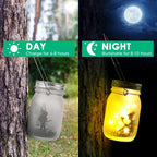 Glass Fairy Lamp - Solar Mason Jar Lantern, IP65 Waterproof Outdoor Hanging Light