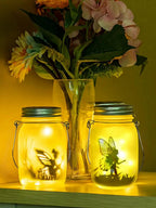 Glass Fairy Lamp - Solar Mason Jar Lantern, IP65 Waterproof Outdoor Hanging Light