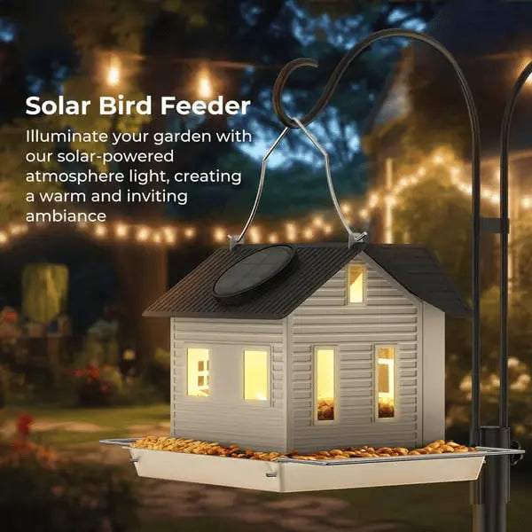 Solar-Birdhouse with LED – Illuminating Garden Lantern & Feeder Station in one!