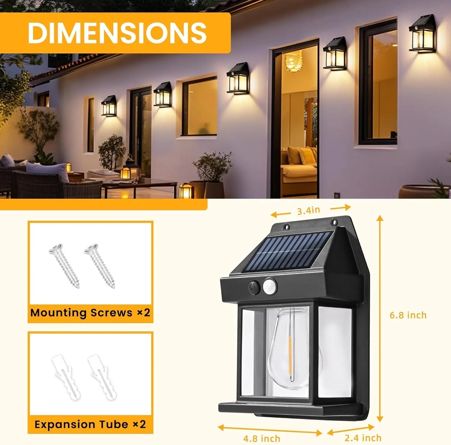 Solar Wall Light – Weatherproof Outdoor Lighting with Sensor