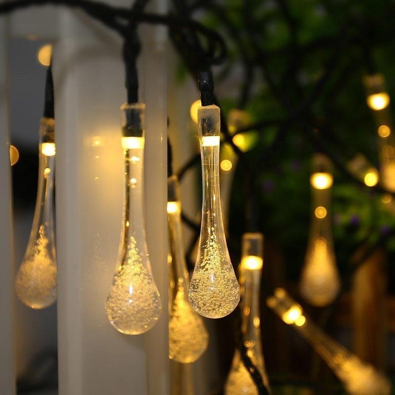 Solar Water Droplet String Lights