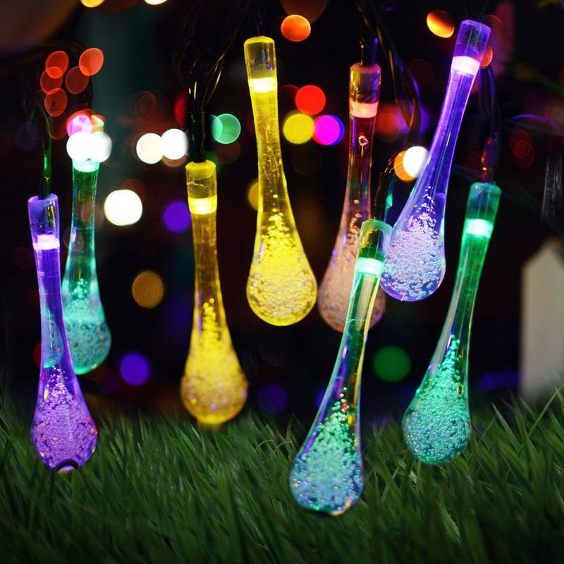 Solar Water Droplet String Lights
