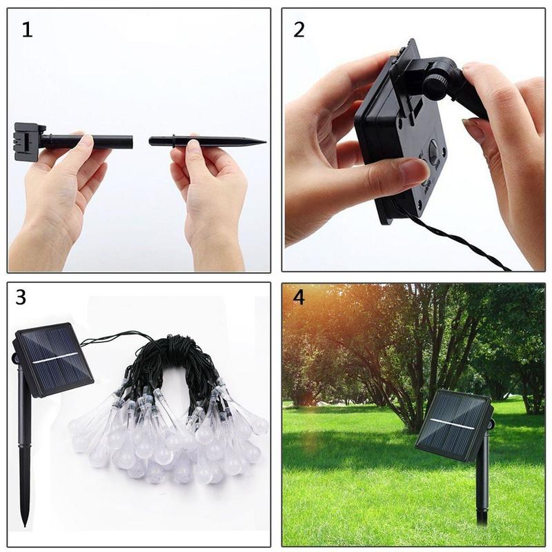 Solar Water Droplet String Lights