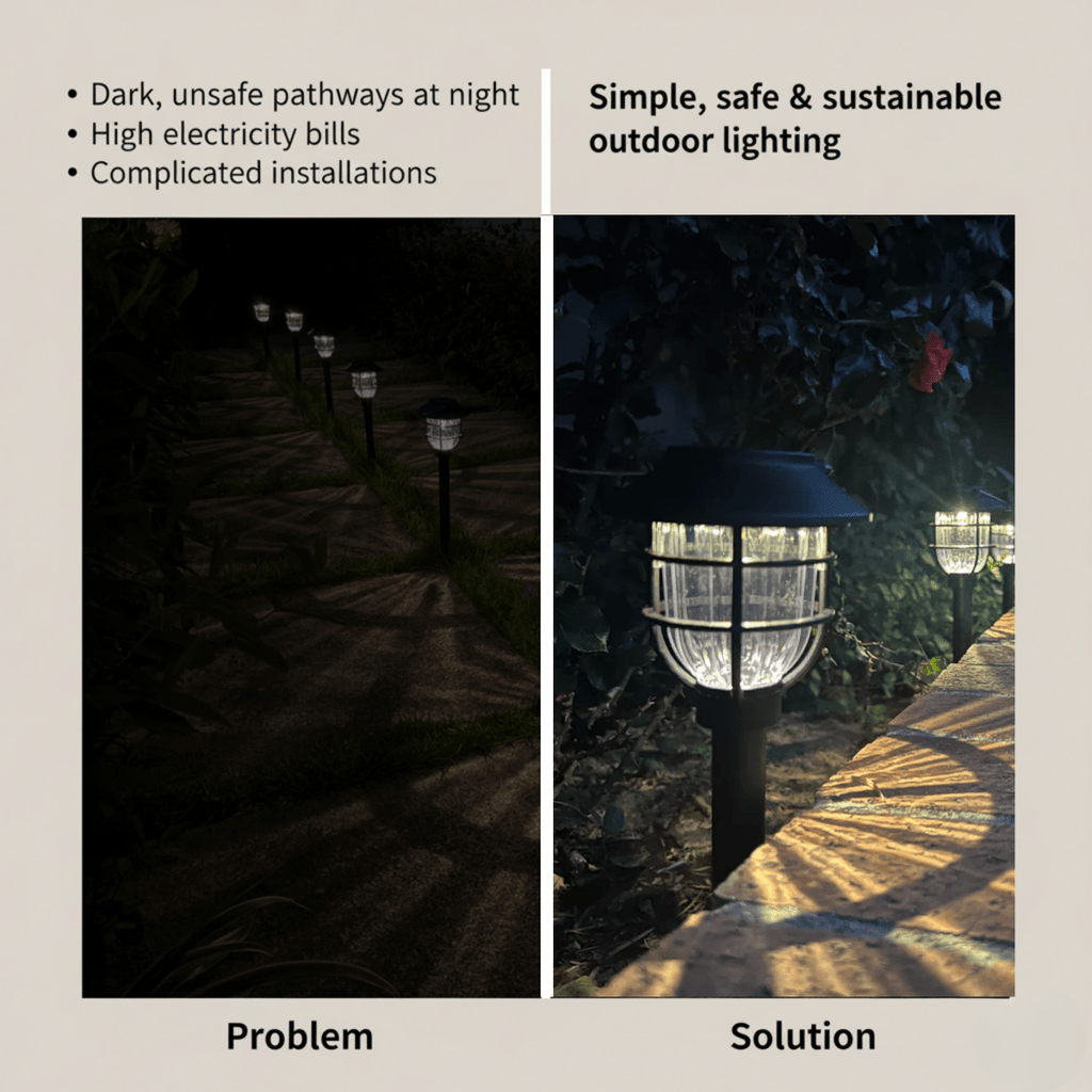 Solar-powered LED Garden Path Lights for Safe & Decorative Outdoor Lighting (Set of 2)
