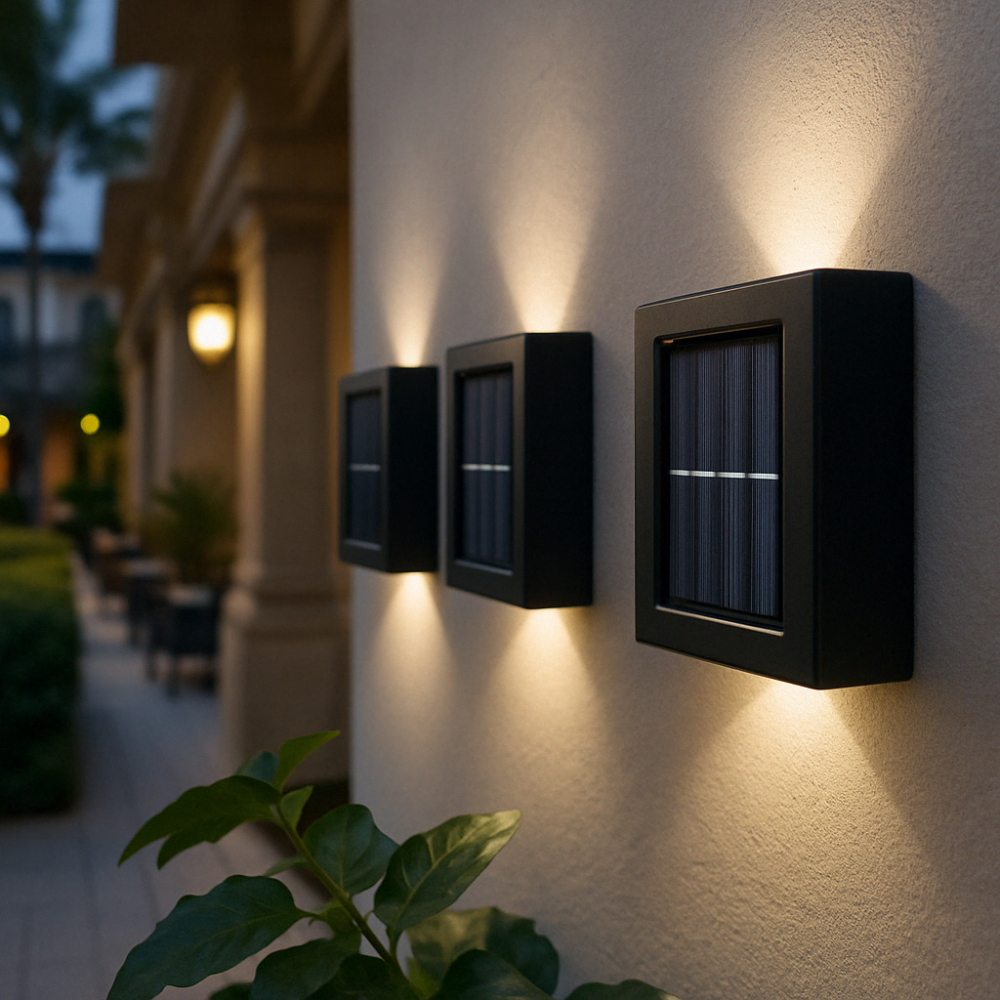 SolarGlow Luxe Solar Wall Lamps – Wireless, Stylish & Ready For Sultry Evenings