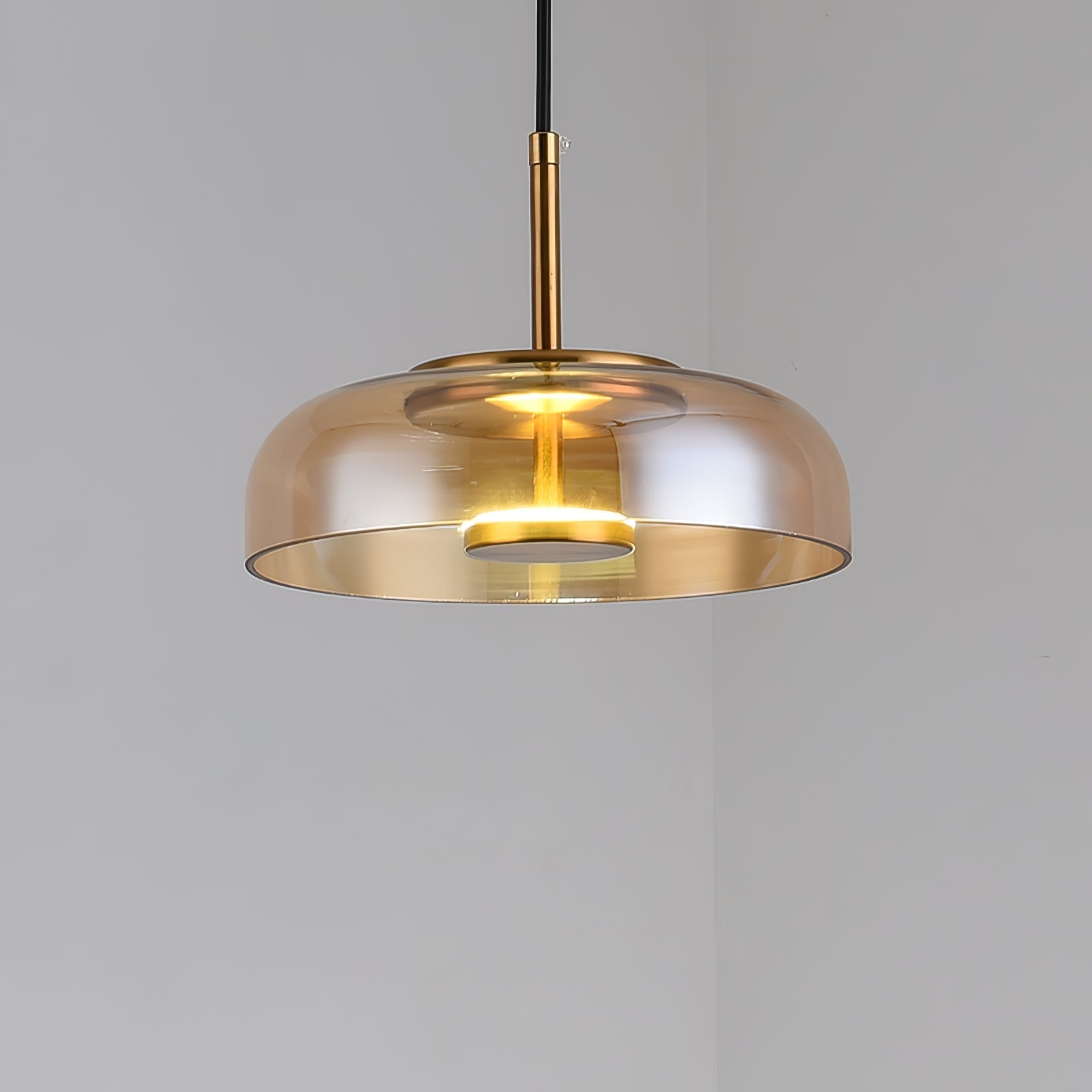 Brass and Glass LED Pendant Lamp with 23 cm × 20 cm Dimensions