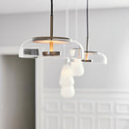 Brass and Glass LED Pendant Lamp with 23 cm × 20 cm Dimensions