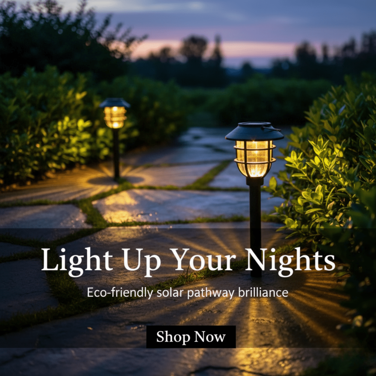 Solar-powered LED garden path lights for safe outdoor lighting