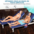 Towel with pockets & non-slip grip for deckchairs