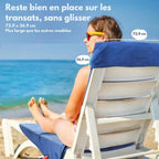 Towel with pockets & non-slip grip for deckchairs