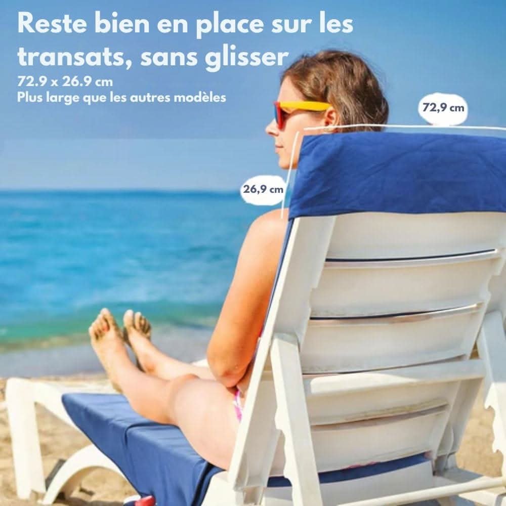 Towel with pockets & non-slip grip for deckchairs
