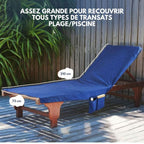 Towel with pockets & non-slip grip for deckchairs