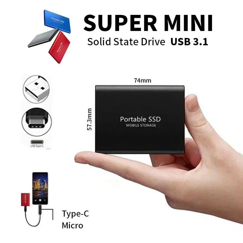 External 100GB hard drive with ultra-fast USB-C & USB 3.1 connection