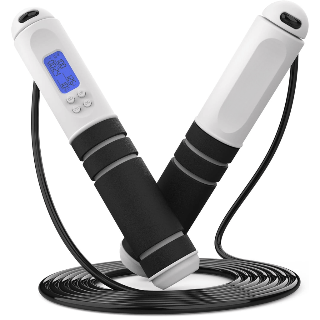 Digital jump rope with calorie counter & adjustable length