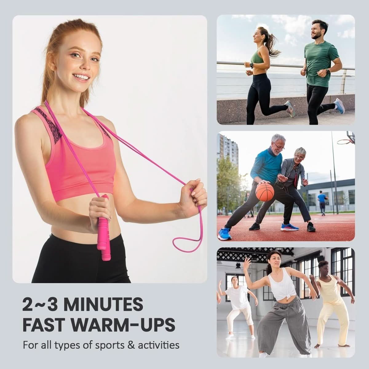 Digital jump rope with calorie counter & adjustable length