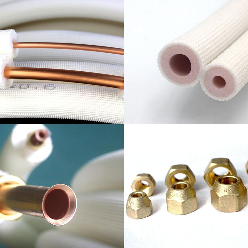 7Ｍ Mini Split Line Set 1/4" & 1/2" O.D Copper Pipes Tubing and Triple-Layer Insulation for Air Conditioning or Heating Pump Equipment & HVAC
