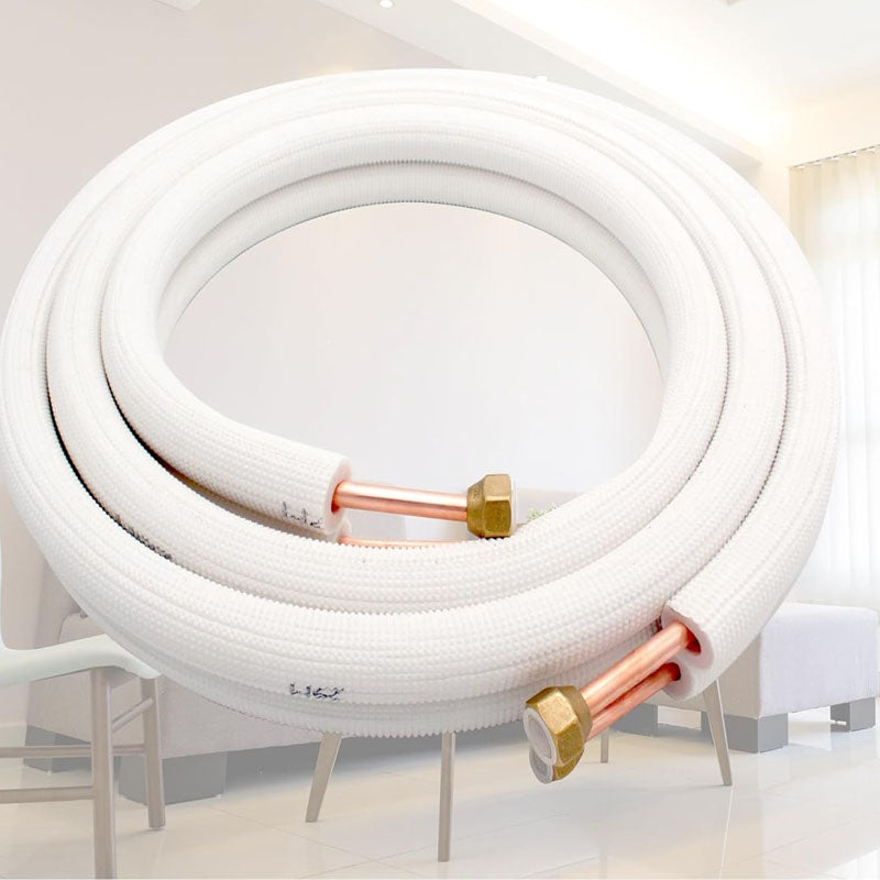 7Ｍ Mini Split Line Set 1/4" & 1/2" O.D Copper Pipes Tubing and Triple-Layer Insulation for Air Conditioning or Heating Pump Equipment & HVAC