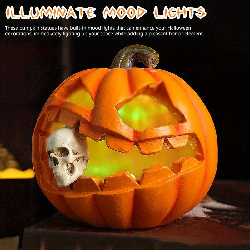 Haunting Jack O’Lantern – Realistic Skull Halloween Prop Decoration
