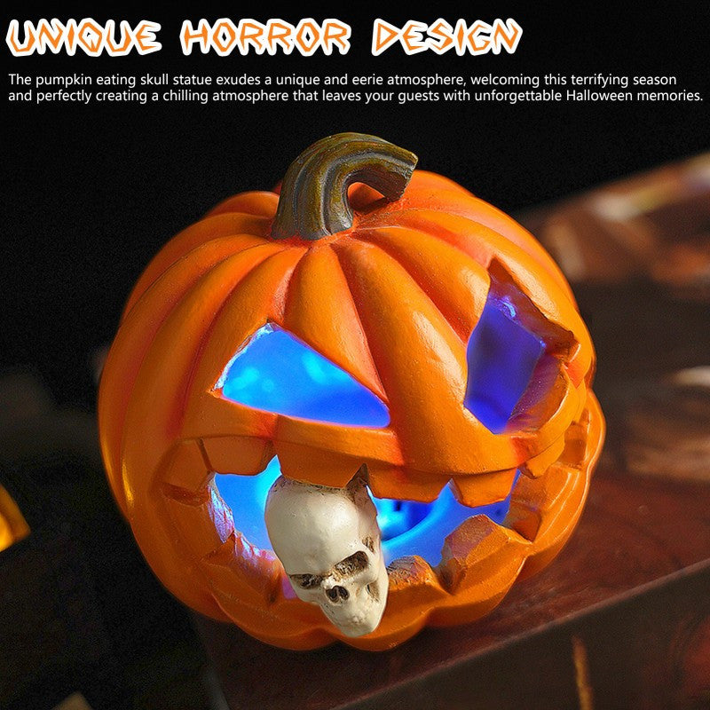 Haunting Jack O’Lantern – Realistic Skull Halloween Prop Decoration