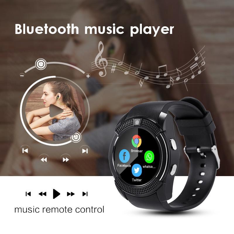 Sport Men Smart Watch v8 sim card android camera rounded Answer Call Dial Call Smartwatch Heart Rate Fitness Tracker