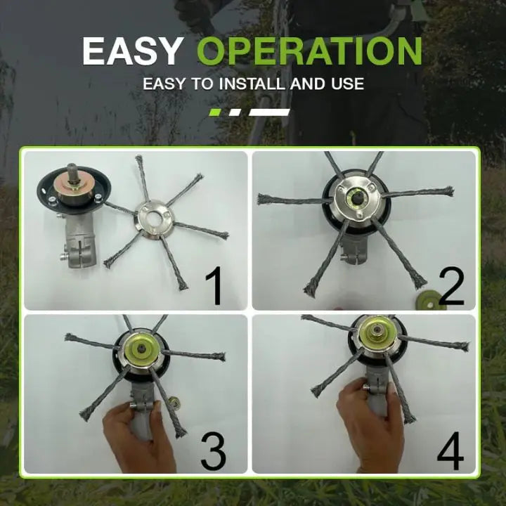 Steel Brush Lawn Trimmer Head – Efficient Weed Remover