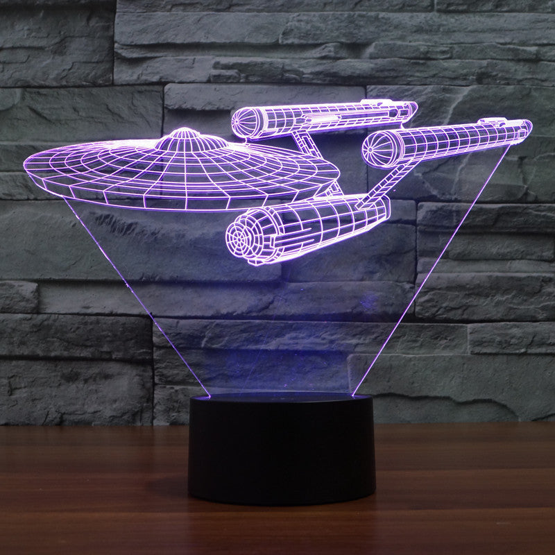 3D Star Trek Illusion lamp | Floating Enterprise | Multicolored LED light | 20 cm high