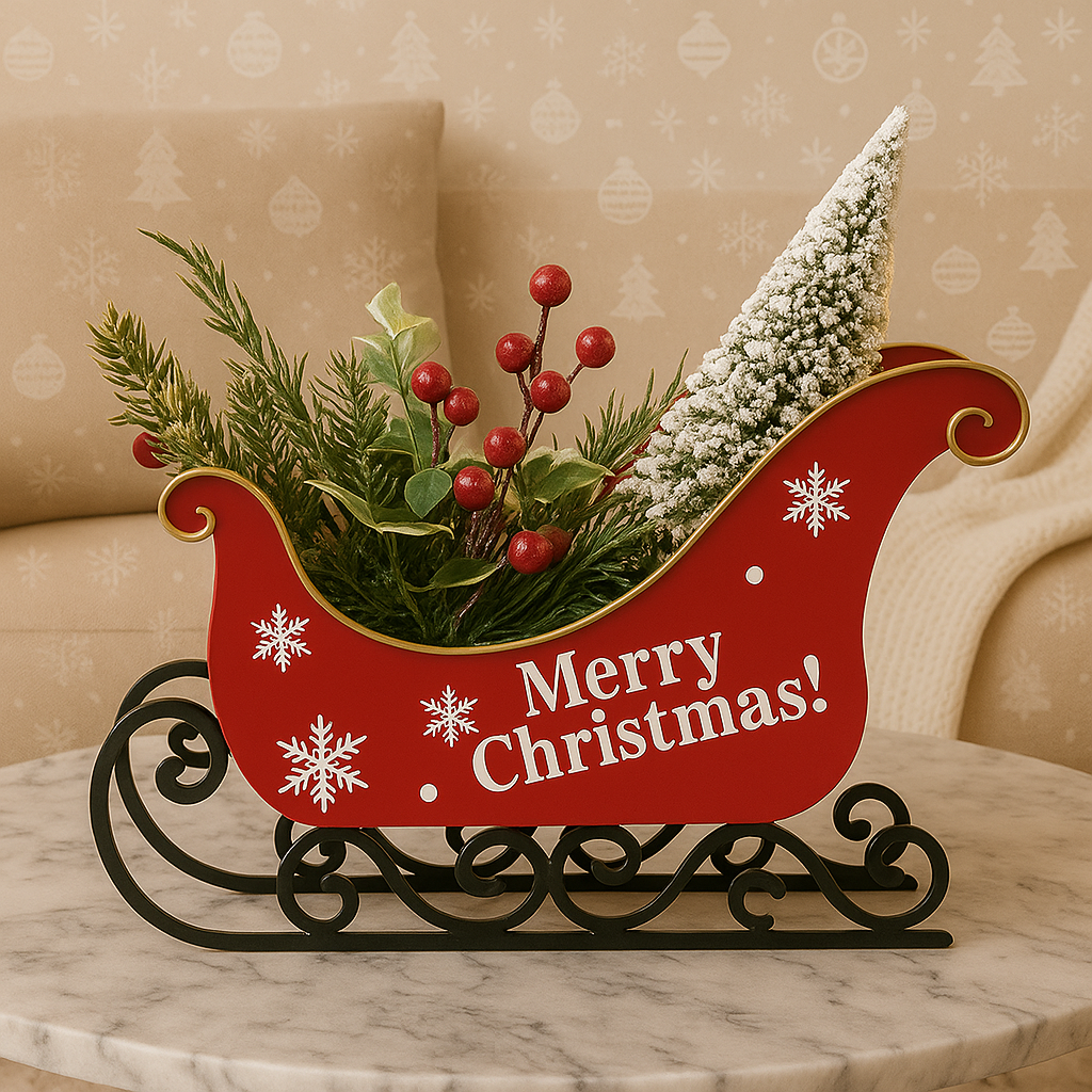 Christmas Sleigh-Centerpiece Aurora – Festive Table Decoration with Star Light