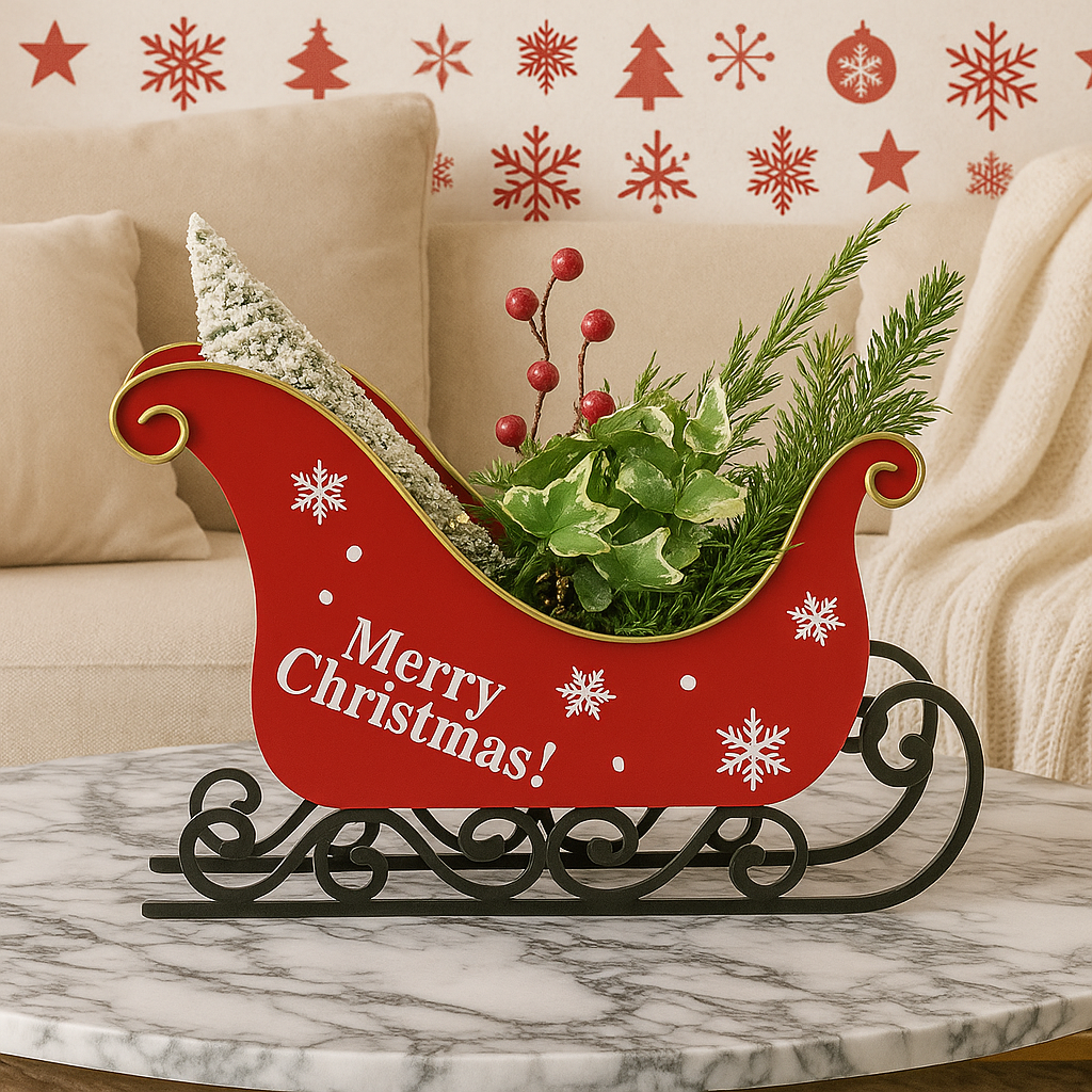 Christmas Sleigh-Centerpiece Aurora – Festive Table Decoration with Star Light